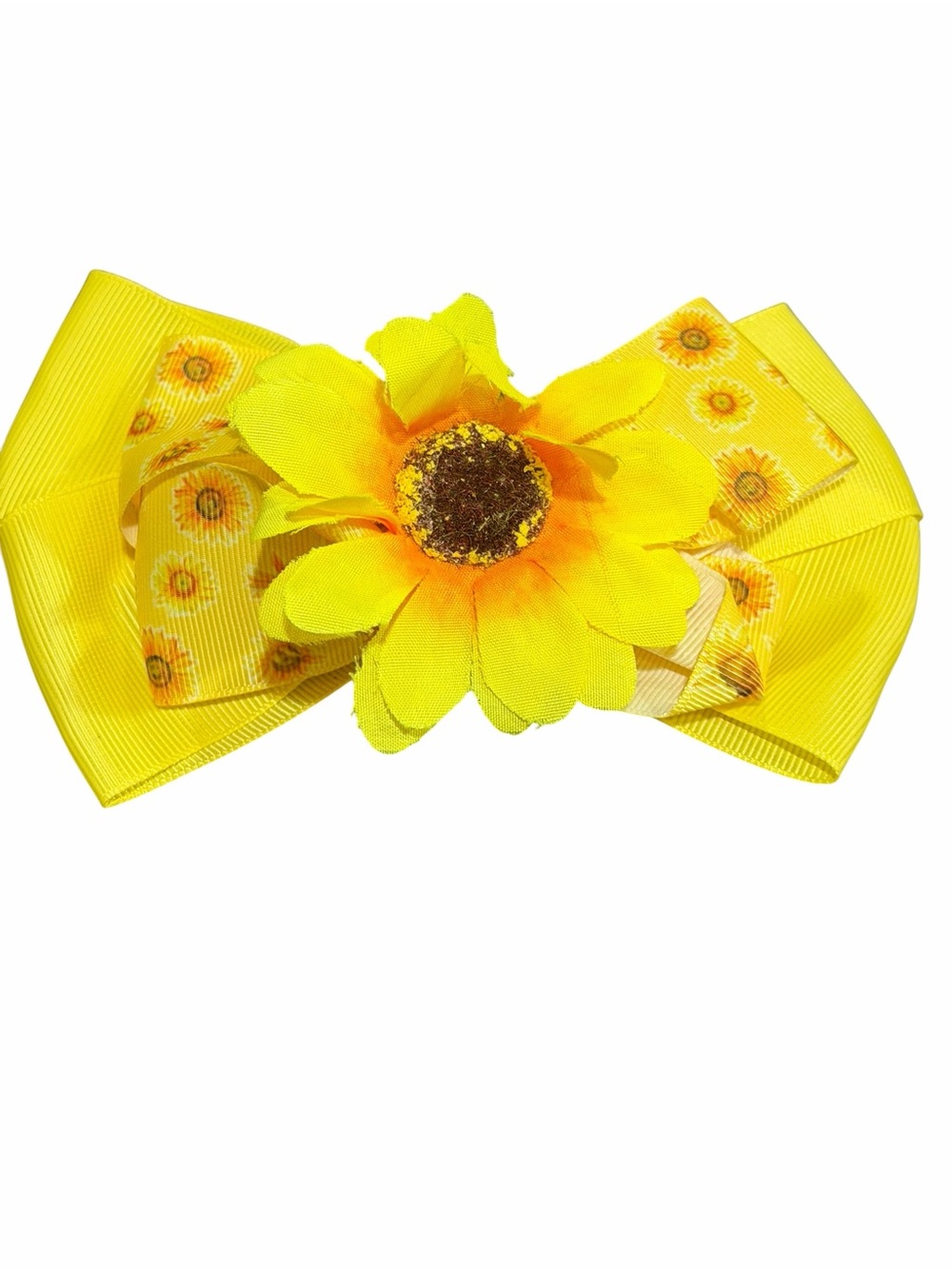 Yellow Sunflower Bow Hair Clip for Kids
